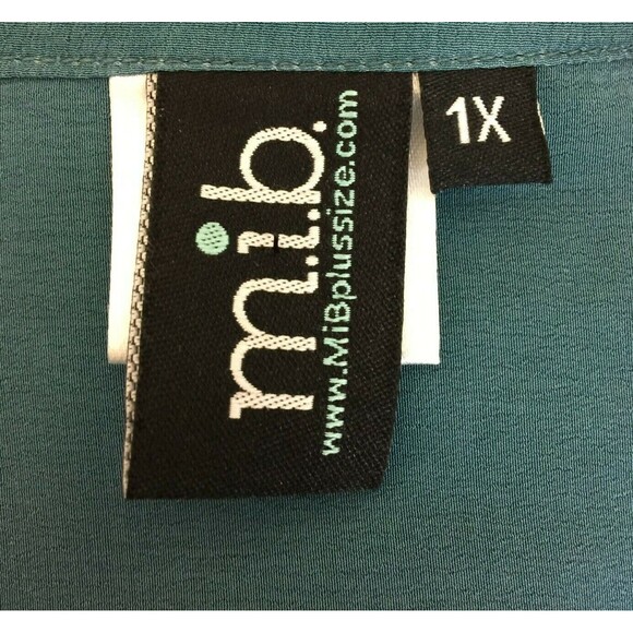 MIB Plus Tunic 1X Teal Green Blouse Embellish Embroider Hem Long Top Viscose - Picture 2 of 6